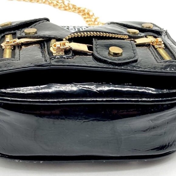 : MDD Fashion 79 Biker Jacket Purse – Black Faux Leather, Gold Hardware - Picture 5 of 7